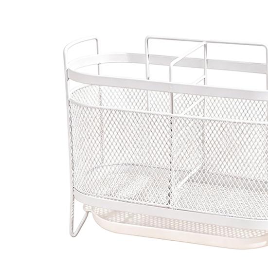 Utensil Storage Rack with Divided Compartments Organizer Drainage Holes Design Rack for Kitchen Countertop
