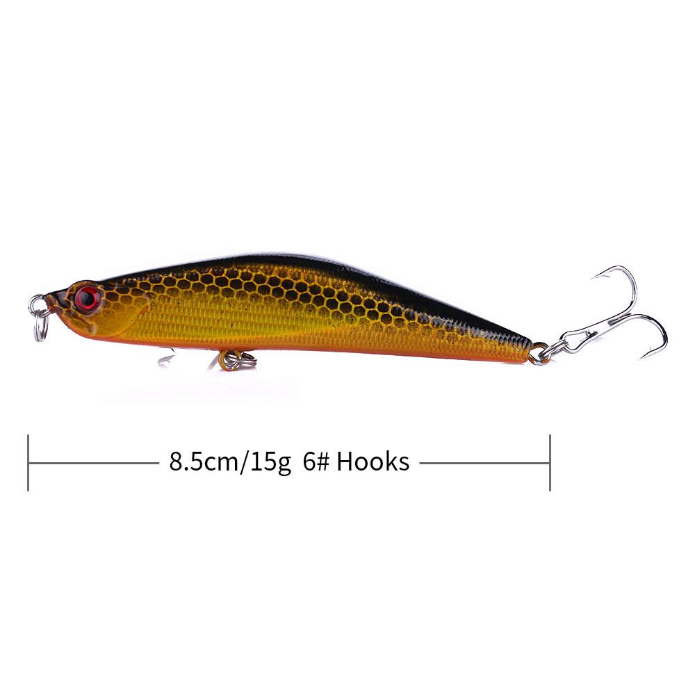 8.5cm-15g-6# Hook Fishing Lures Bass Sinking Pencil Lures Set for Sea Fresh Water