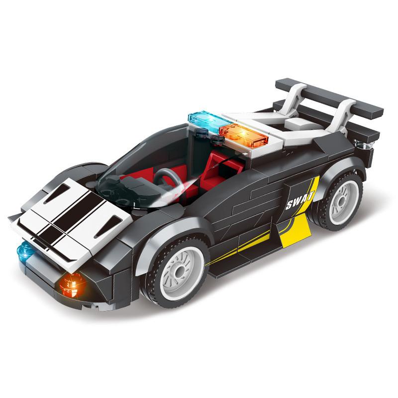 Police Vintage And Cars Assembled Building Block Models Ornament Children Toys