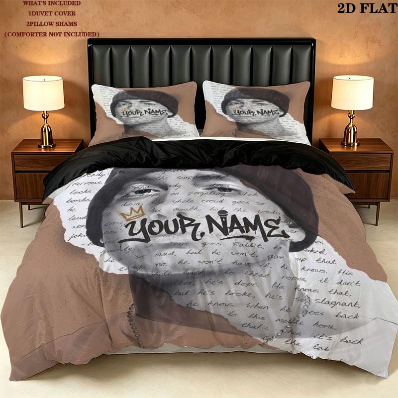 Eminem Custom Name Pattern Bedding Quilt Set Quilt Cover Pillowcase Home Gift(1 * duvet cover + 2 * pillowcase, without core)
