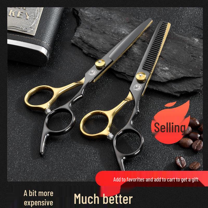 Black Gold Hairdressing Scissors & Thinning Shears for Women's At-Home Haircuts