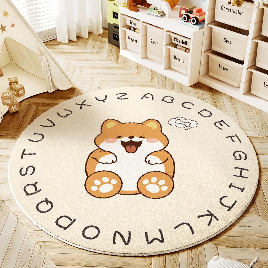 Cartoon Style Bedroom Decor Round Carpet Animal Patterns Carpets for Living Room Fluffy Soft Children Floor Mat Thick Plush Rug
