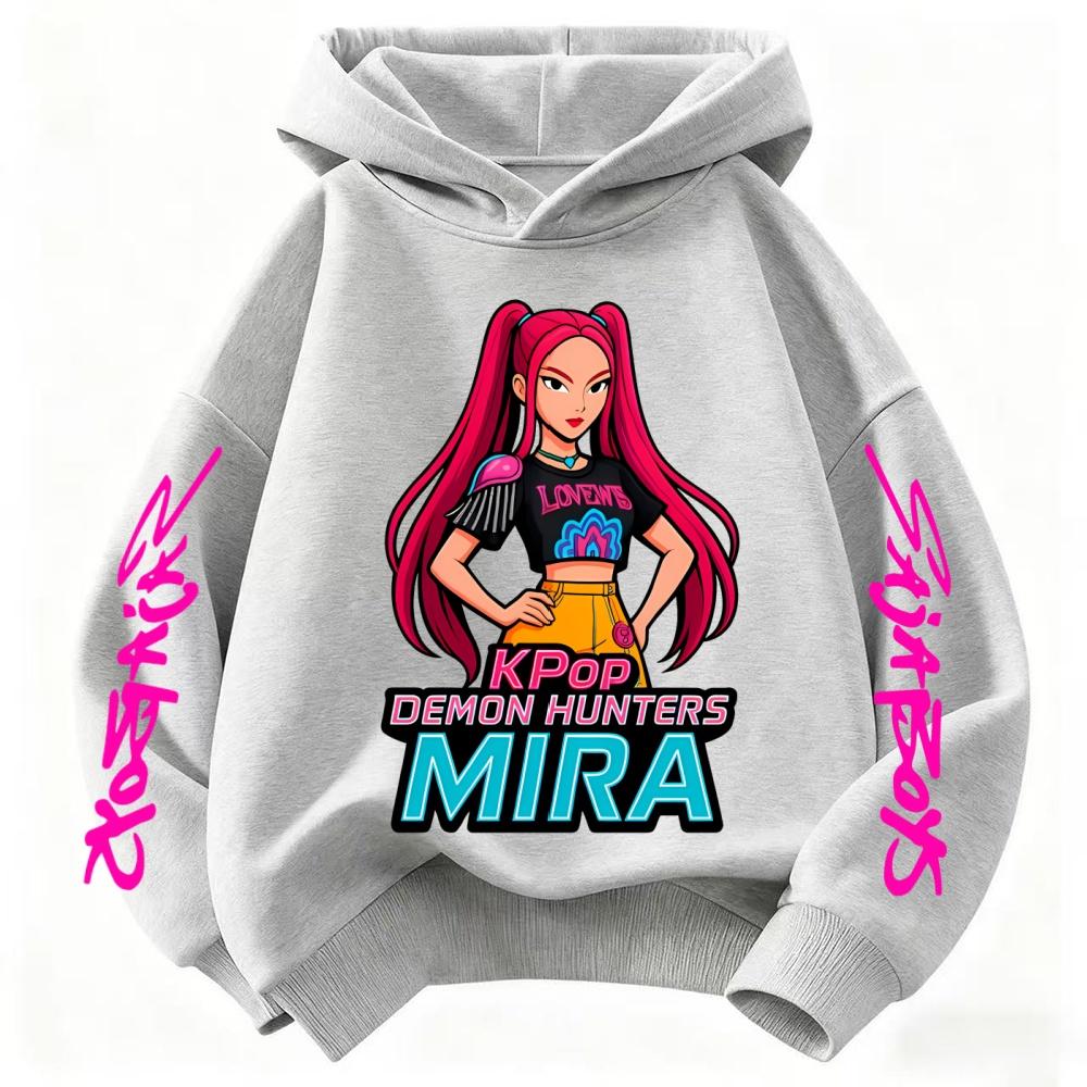 Fall and Winter Kpop Demon Hunter Children's Hooded Sweatshirt Cute Kpop Demon Hunter Tiger Top Harajuku Boys and Girls