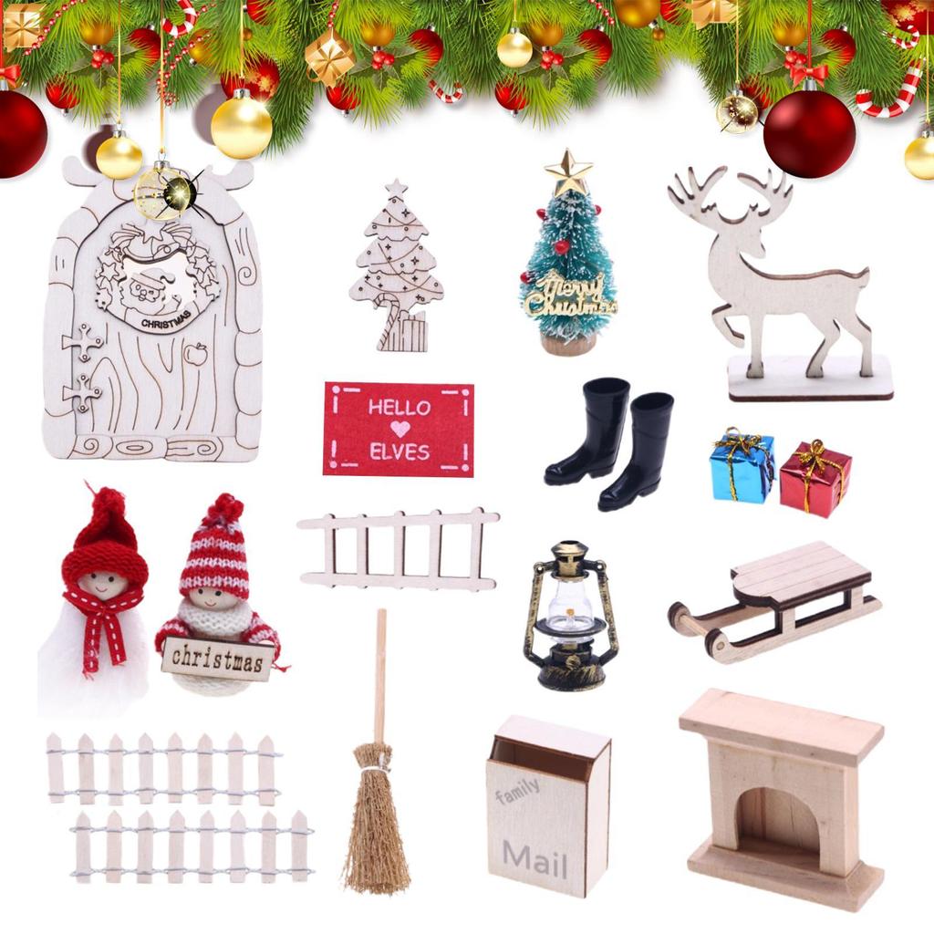 Doll House Christmas Decorations Christmas Small Scene Model Festival Party Favors For Winter Holiday Bookshelf School Project