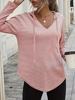 Elegant 2025 V-Neck Women's Hoodie - Soft Long Sleeve Drawstring Sweatshirt