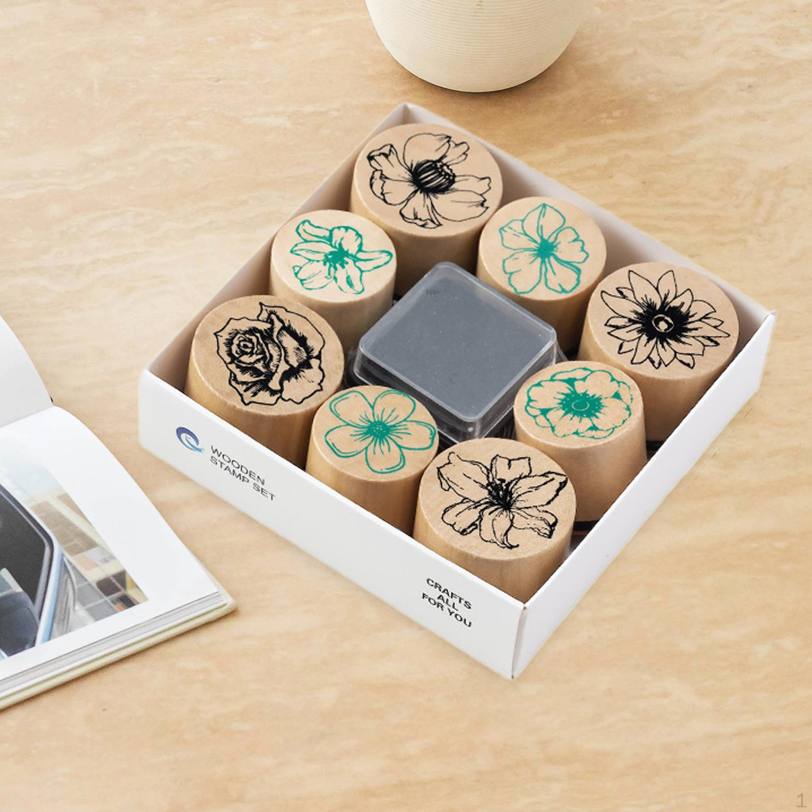 

Набор деревянных штампов, инструменты для изготовления карточек «сделай сам», креативные портативные изделия из дерева для канцелярских товаров Flower