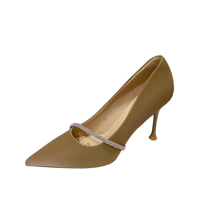 

Размер женской обуви весна универсальный новый ночной клуб сексуальные туфли-лодочки стразы французские высокие каблуки женские шпильки 42 хаки