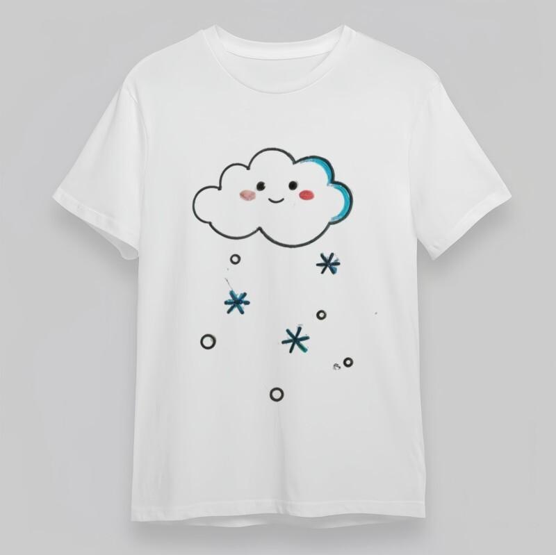 

Women s Plus Size Classic T-Shirt Smiling Cloud with Snowflakes Artwork Tee USA M