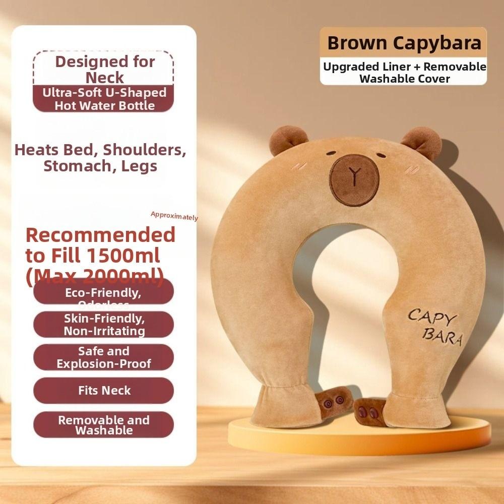 Cartoon U-shaped Hot Water Bag Detachable Anti-scalding Neck Warmer Comfortable Reusable Neck Support Warm Water Bag