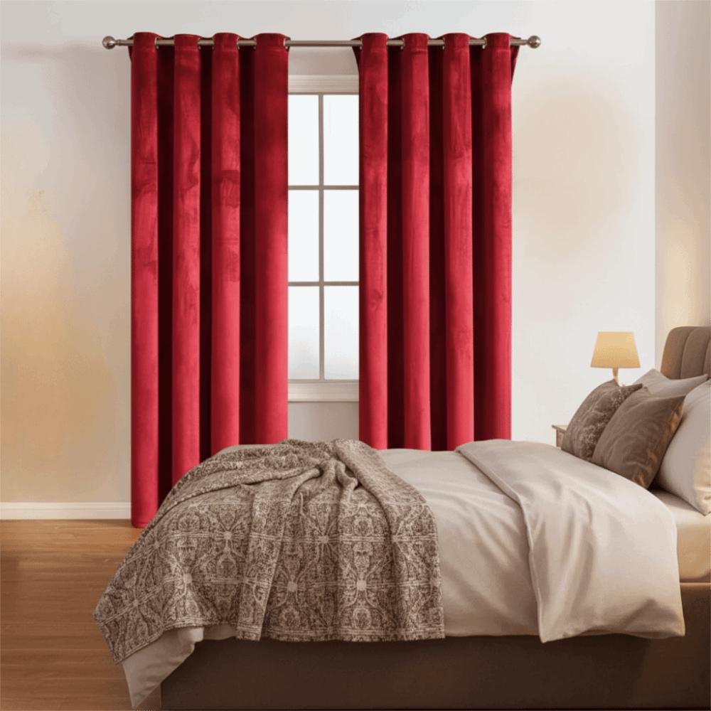 Light-blocking Velvet Curtain Solid Color Soft Texture Touch Blackout Curtains Noise Reducing Through-rod
