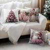 Pink Christmas Cushion Pillowcase Printed Polyester 45X45Cm Throw Pillowcover Decorative Sofa Cushion Pillowslip Home Decor