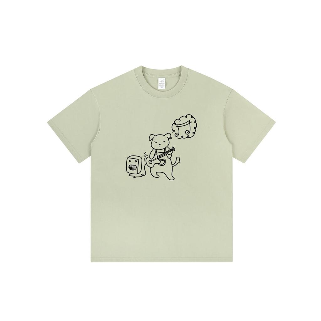 Cartoon Doodle Print Short Sleeve Cotton T-Shirt - Fun & Loose Summer Couple Wear
