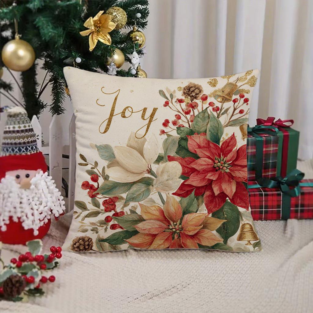 

Рождественская наволочка с цветочным узоромПодходит для дивана, автомобиля, спальни, декоративная наволочка, наволочка 16x16Inch