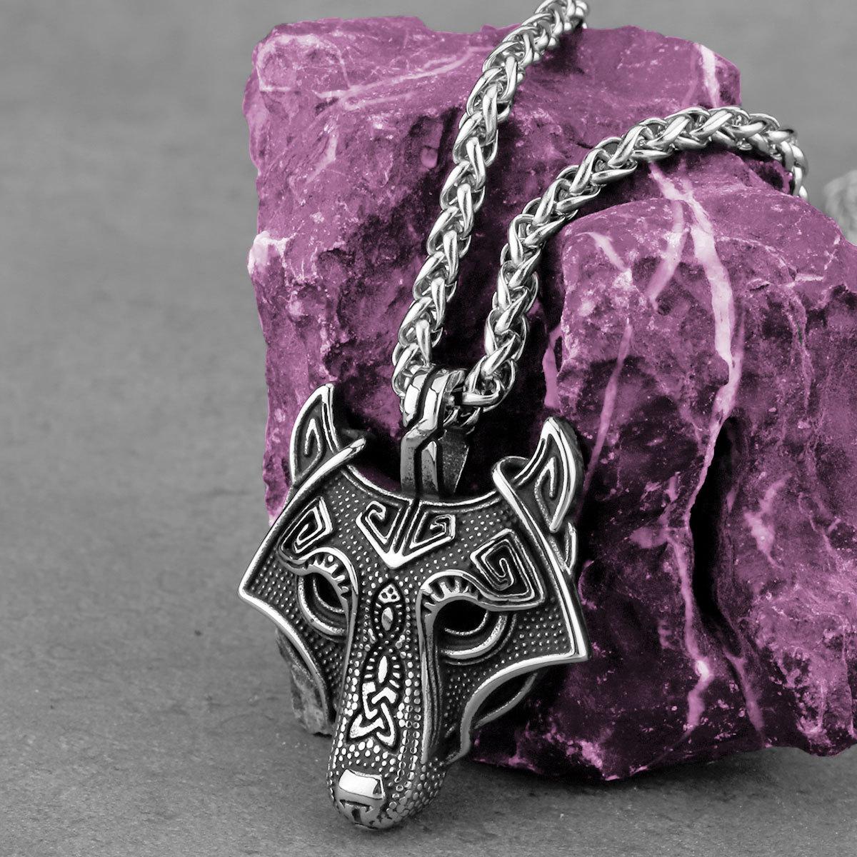 

Nordic Celtic knot wolf head stainless steel men s pendant hip hop fashion necklace accessories titanium steel necklace jewelry