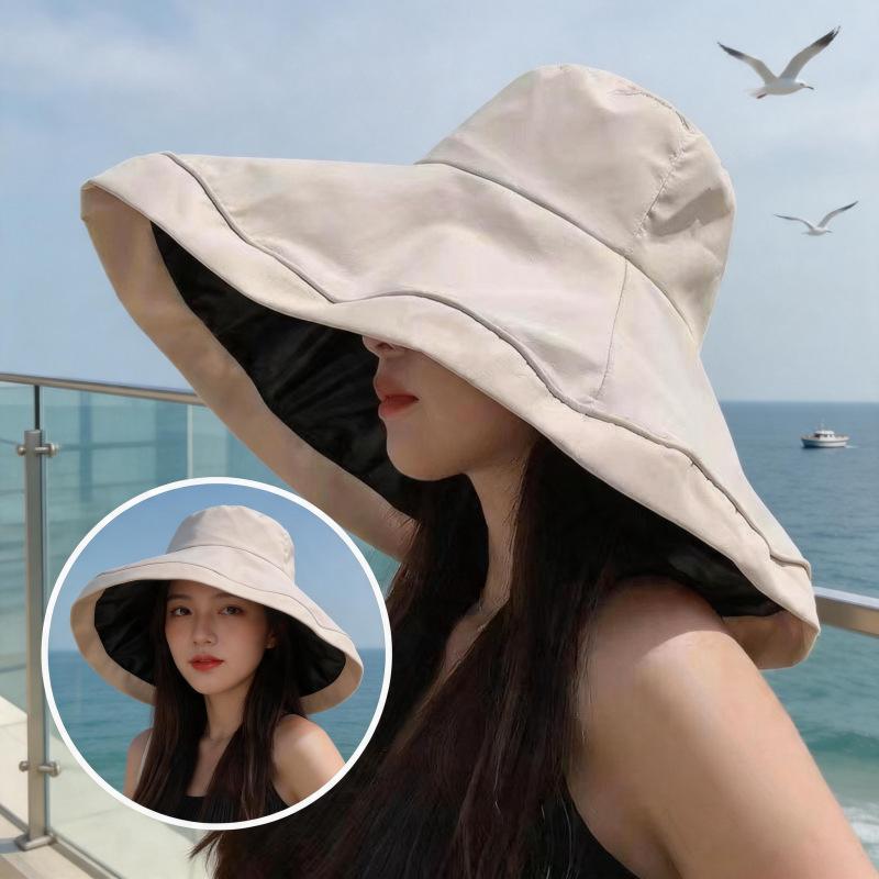 Super Large Eaves Hat Children's Summer Fashion Inner Vinyl Adjustable Sunscreen Hat Outdoor Seaside Vacation Sunshade Sun Hat