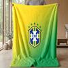 Brazil Football Printed Flannel Blanket Skin Friendly Warm Decorative Throw for Indoor Couch Bed Daily Use