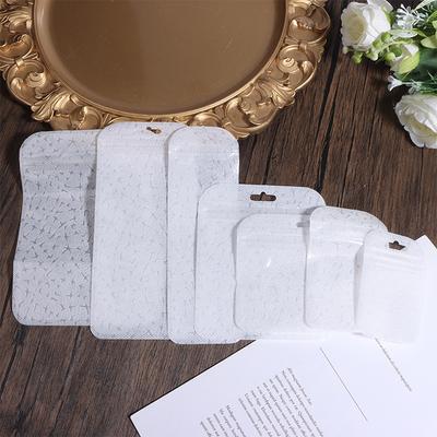 50Pcs Translucent White Patterned Fabric Ziplock Bag Seal Bag Packaging Bag Resealable Earring Necklace Jewelry Gift Storage Bag