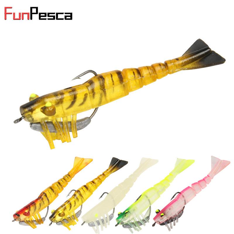 Lot De 10 Leurres Simulation Crevette - Pour Pêche En Mer - PVC Souple - Couleur Jaune - 4 Cm