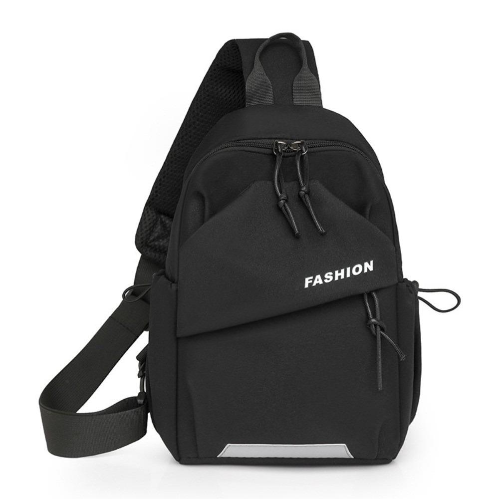 Solid Color Shoulder Crossbody Bag Multifunctional Sports Knapsack Cool Nylon Chest Bag  Male
