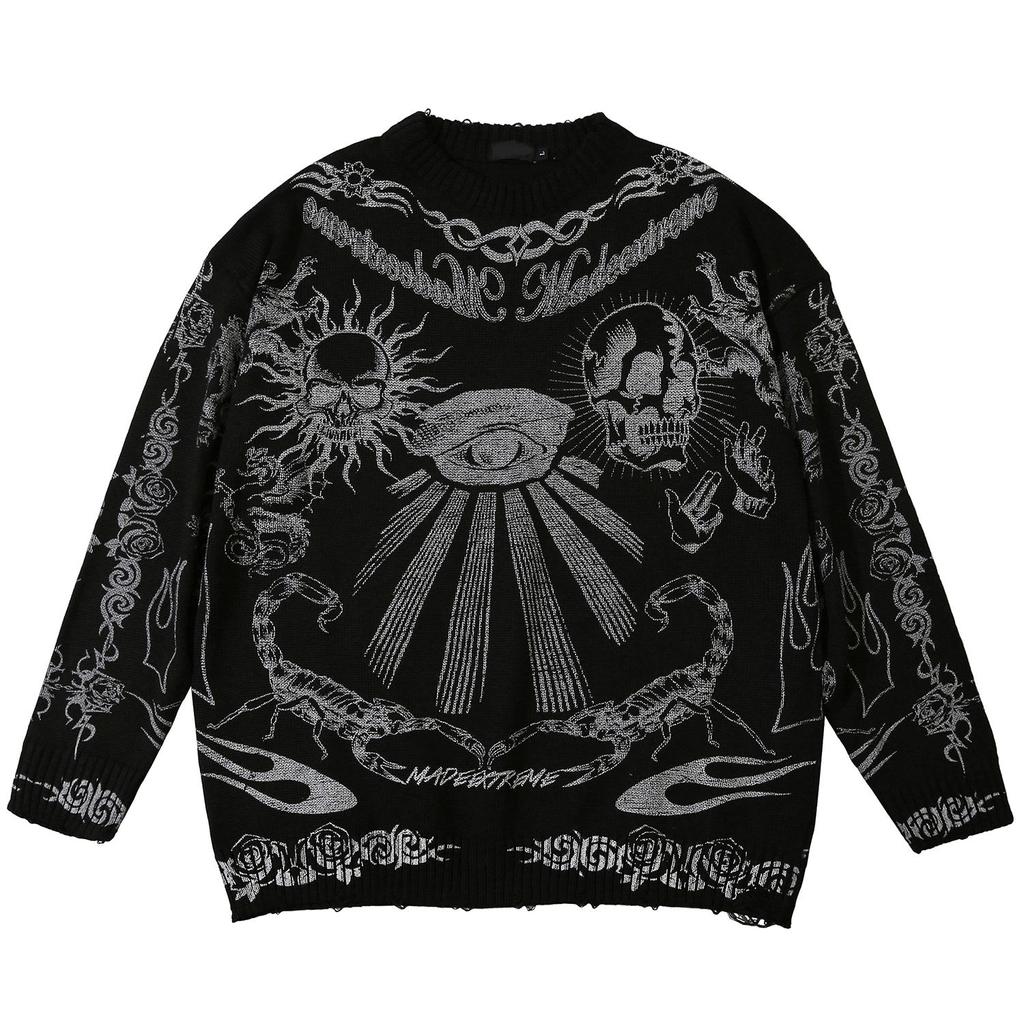 Unisex svetr Rose Eye Scorpion s roztrhaným pulovrem
