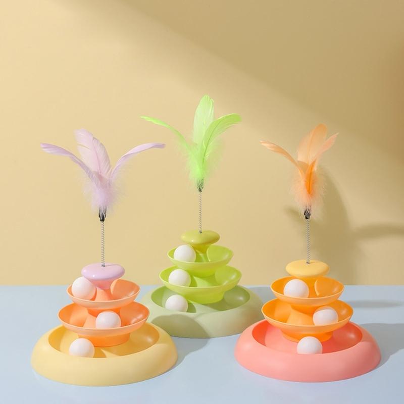 Cats Feather Toy Roll Track Cats Tower Toy Interaction Cats Toy Indoor Toy Boredom Cats Stress Toy