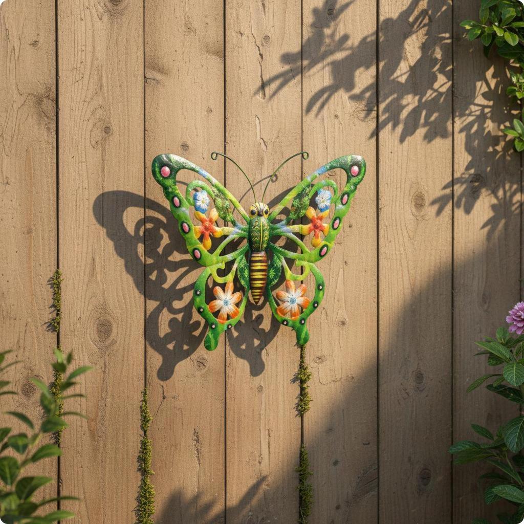 Stahl Schmetterling Wanddeko Erhöhter Körper 3D Dekoration Lackiertes Finish für Garten,
