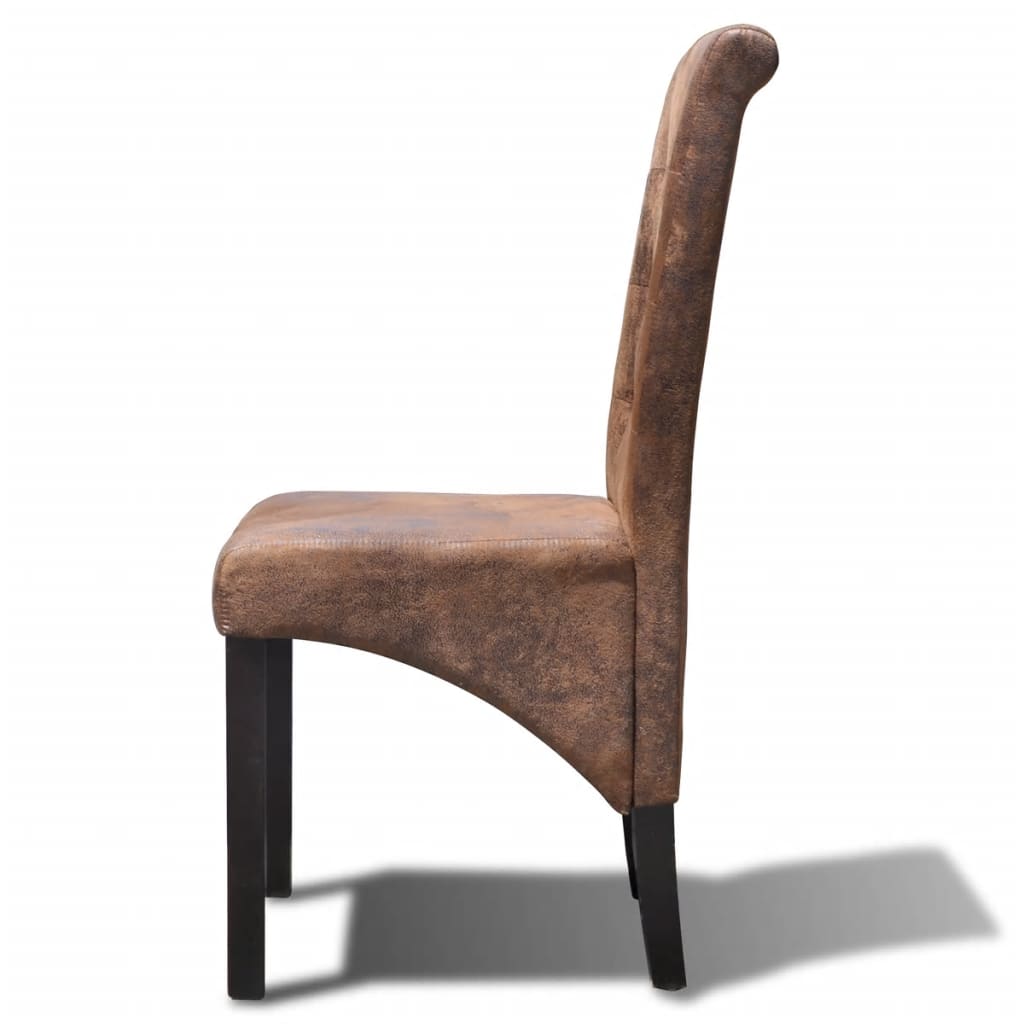 Dining Chairs 2 Pcs Brown Faux Leather