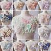 1 Piece Large 3D Lace Applique Trim Patches Pearl Purple Flower For Prom Wedding Dress Accessory Lace Fabric DIY 33*26cm