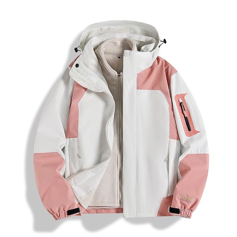 Men Women Winter Waterproof Windproof Hooded 3-in-1 Outdoor Jacket With Removable Fleece Liner Hiking Camping Cycling
