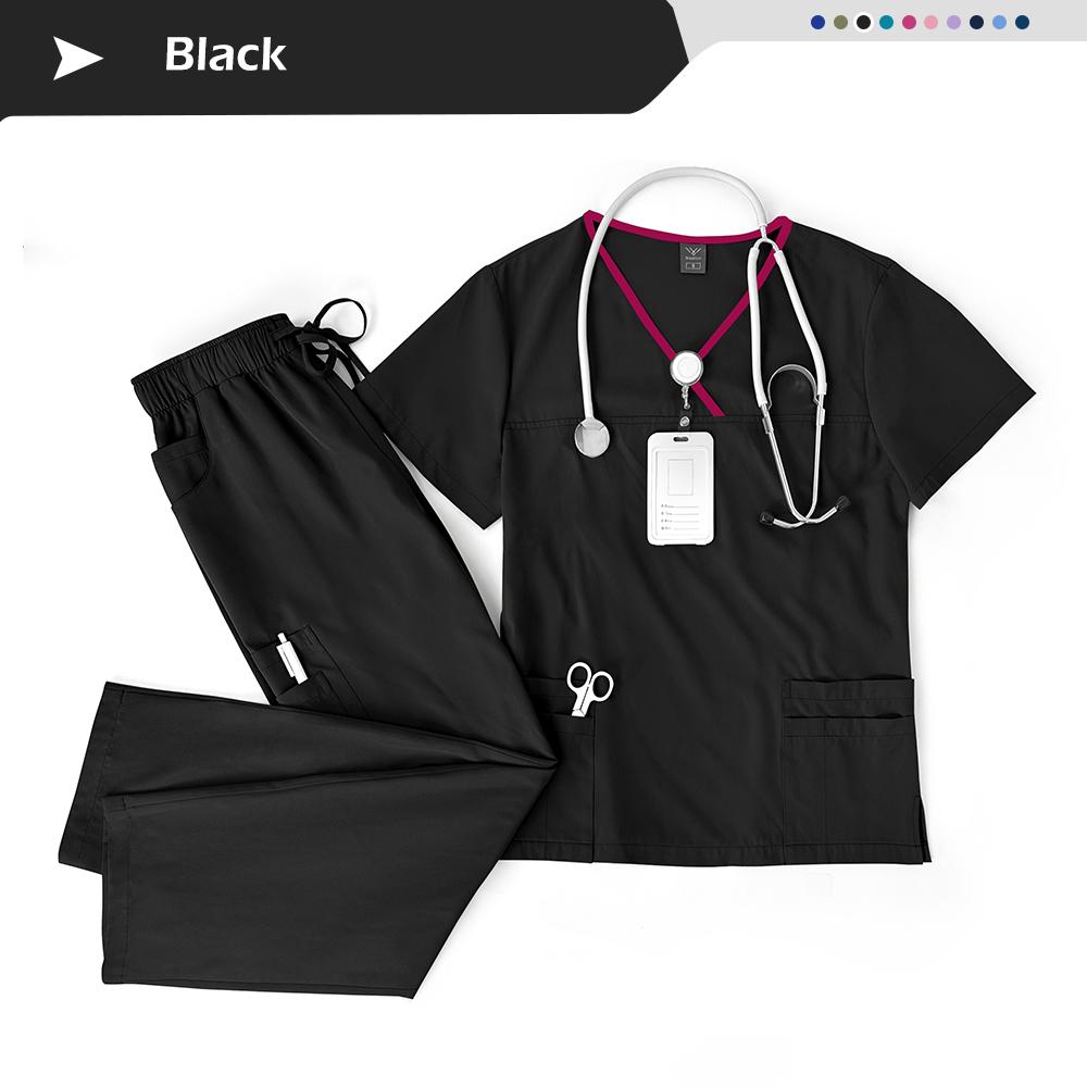Elastic Breathable Nursing Articles Surgical Uniforms Woman Hospital Clinical Uniform Multicolor Short Sleeved Beauty Salon Wear