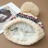 Korean Version of Diamond-shaped Plaid and Wool Hat with Autumn and Winter Fashion Versatile Christmas Hat Outdoor Cold Warm Hat New