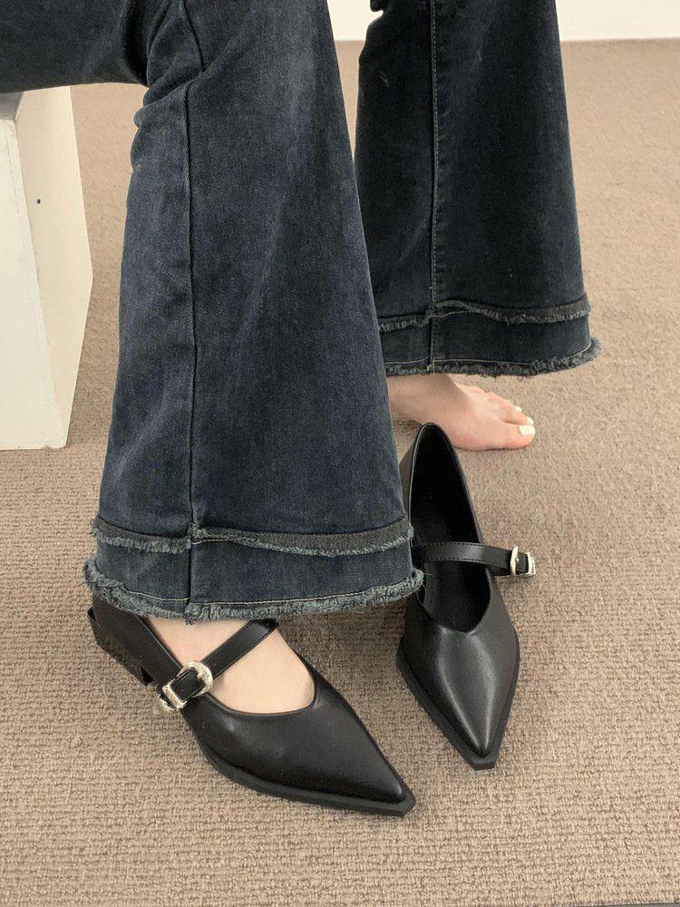2025 New Autumn Women's Pointed Toe Mary Jane Shoes - Soft Leather, Versatile & Stylish