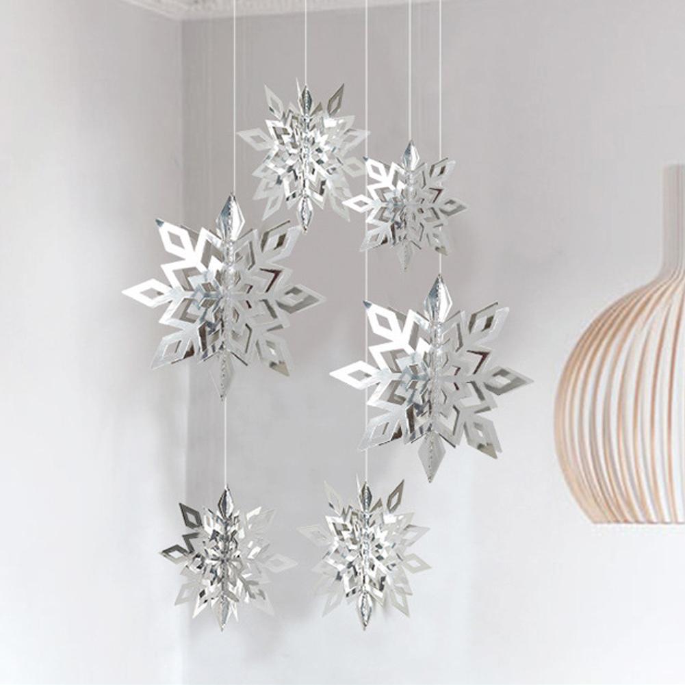 

Украшения из жемчужной бумаги в виде снежинок для рождественских и новогодних украшений, набор из 6 шт. 6pcs серебряный