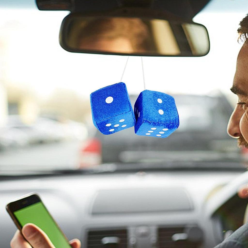 Car Dice Plush Hanging Decoration, Fuzzy Dice, Car Mirror Decoration, Car Decoration, Dice, Car