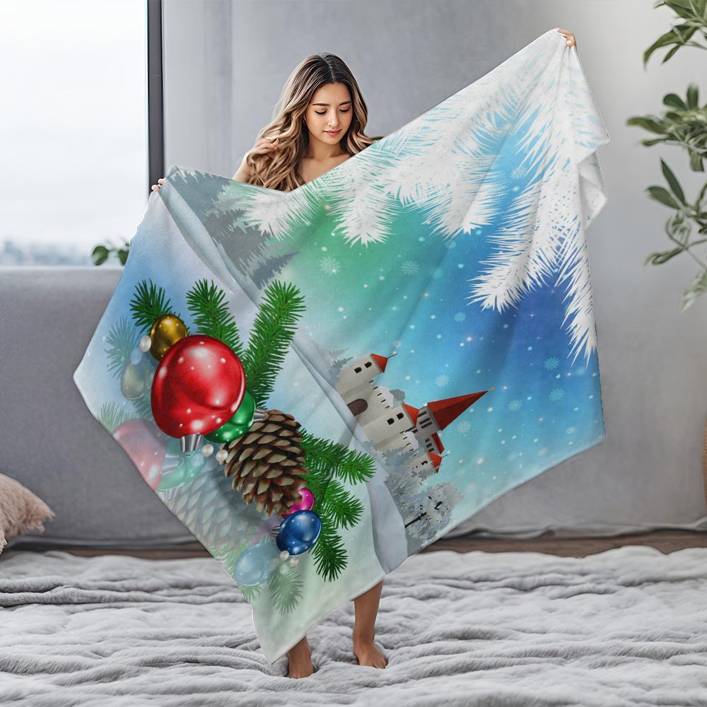 Winter Castle Tapestry Cozy Home Decor Nordic Style Throw Blanket Christmas Gift Dorm Room Decor Scenic Wall Hanging Holiday Vib