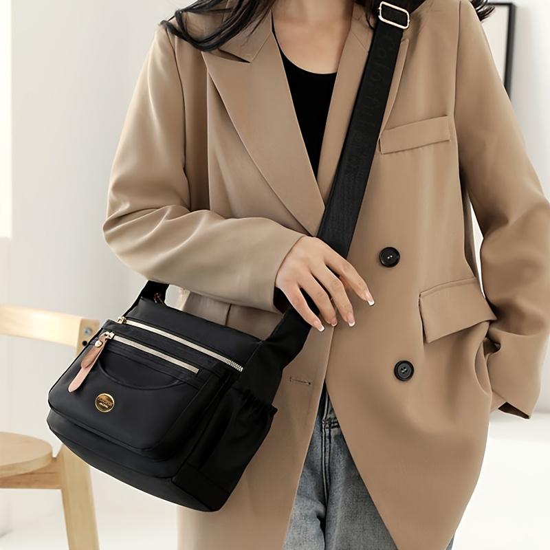 Unisex Neutral Square Shoulder Crossbody Bag, Stylish And Casual, Multi-Layer Messenger Bag [Zipper Direction Random]
