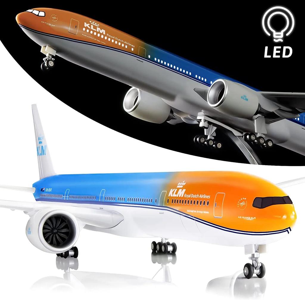 1:157 Scale Large Model Airplane 777 Holland KLM B777 Plane Models Diecast Airplanes with LED Light for Collection or Gift