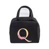Cherry Blossom Letter N-Z Print Women Men Lunch Bag Fashion Alphabet Portable Insulated Bag School Multifunctional Bento Handbag