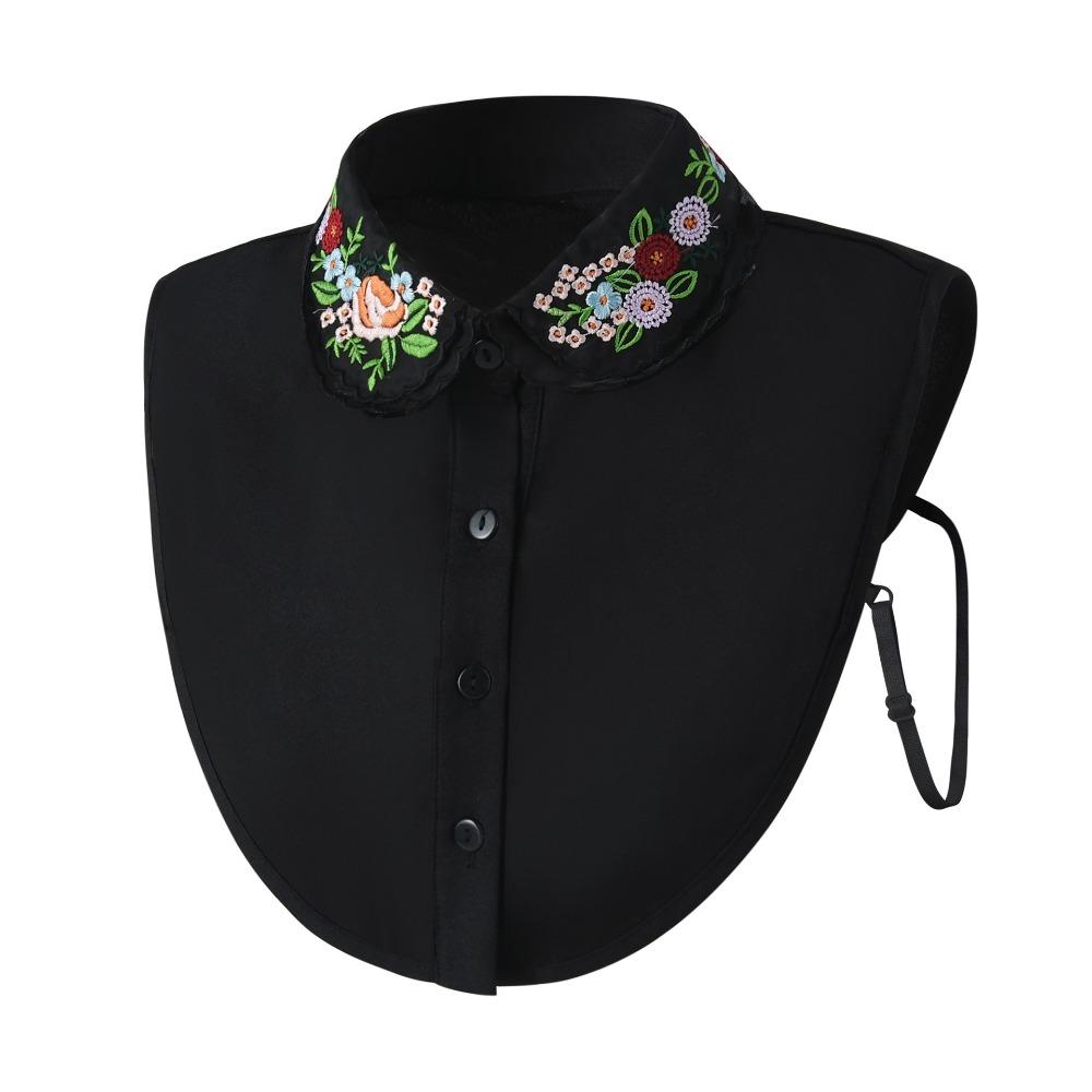 

Color Embroidered Fake Shirt Collar Detachable False Collar Button Shirt Clothing чёрный