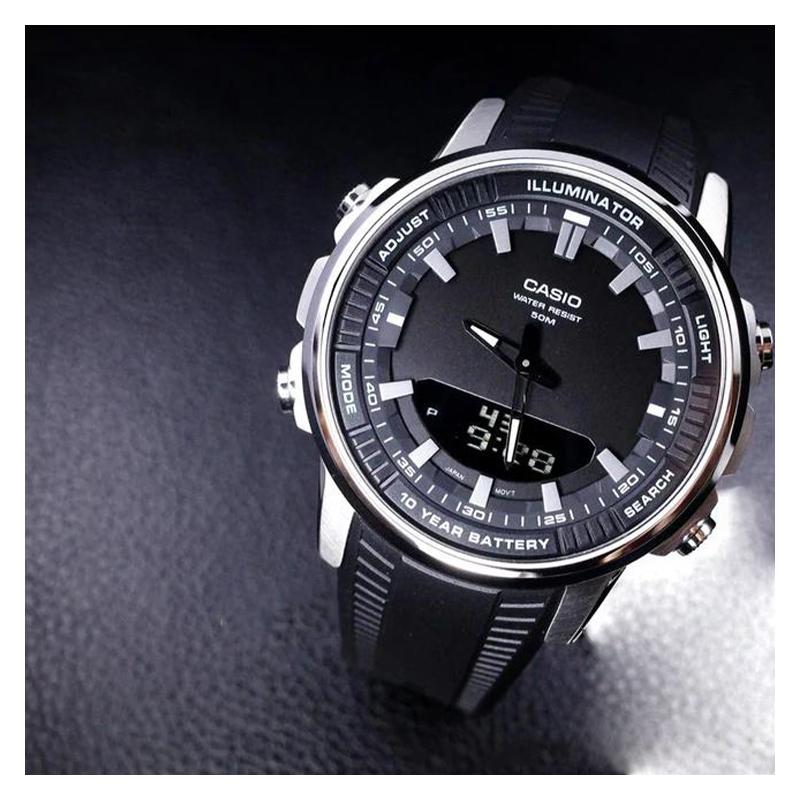 Casio DRESS Classic Simple Exquisite Fashion Quartz Movement Resin Strap Japanese and Korean Watch Men's Watch Black Dial AMW-880-1AV