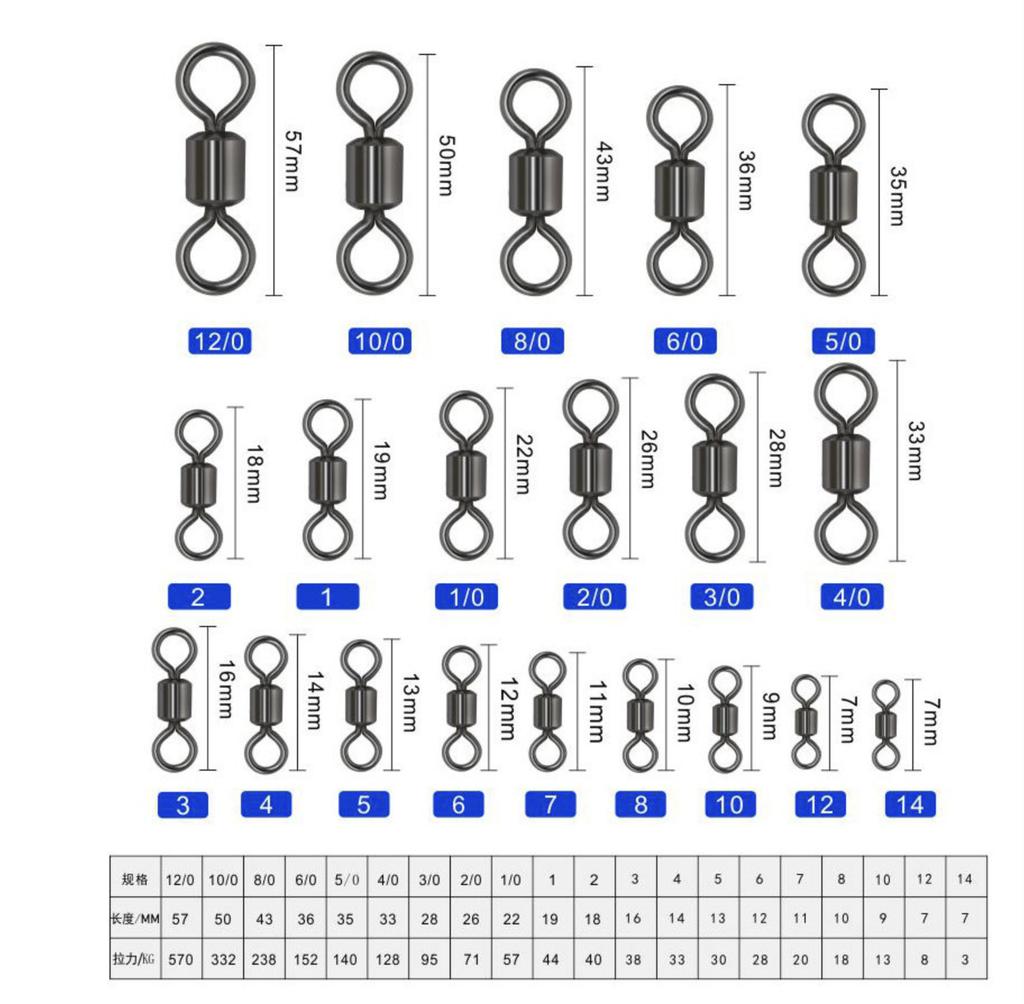 100pcs/bag High Quality Factory Fishing Tackle Accessories Stainless Steel American Swivel Snap Swivel Rolling Swivels 6mm