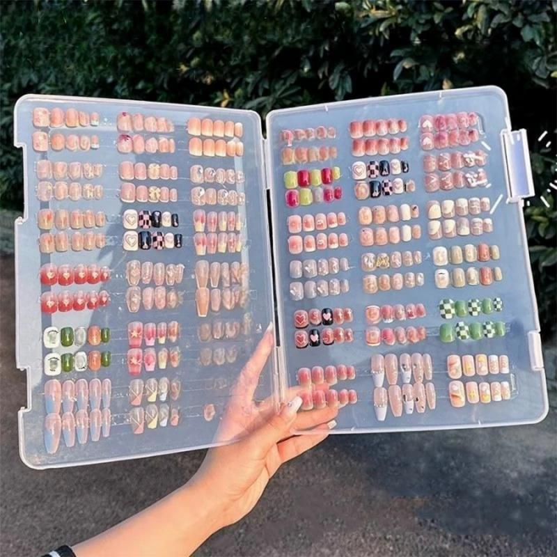 1pcWearable Nail Storage Box Transparent Dustproof Portable Nail Display Box Earrings Jewelry Cosmetics Photo Letter Storage Box