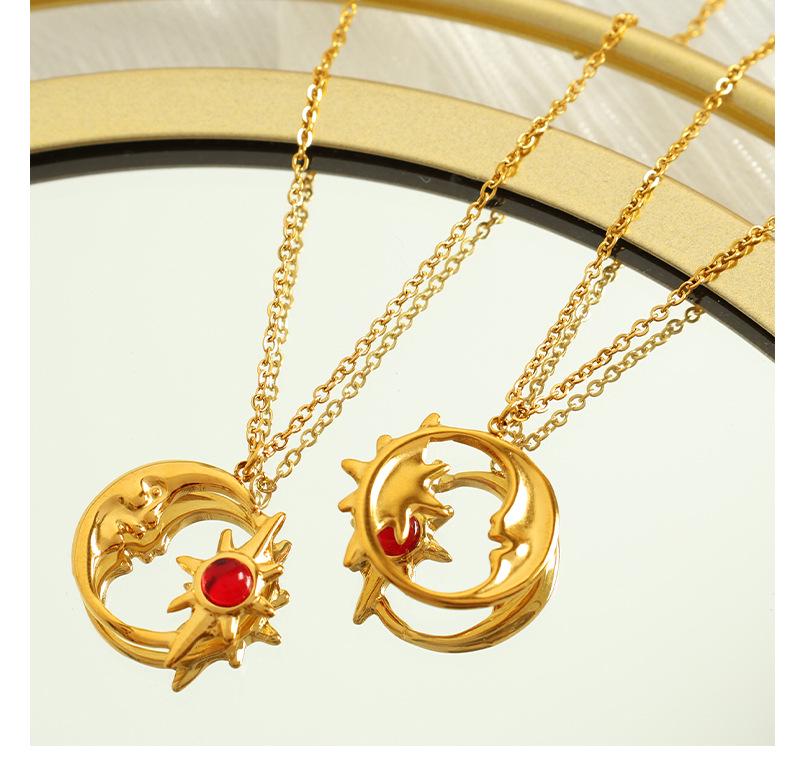 Hollow Star & Moon Opal Pendant Necklace - Luxury Clavicle Chain Jewelry