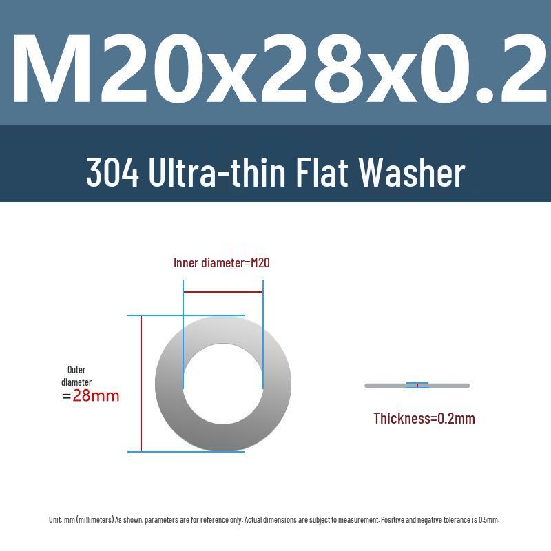 Yigu 304 Stainless Steel Flat Washer Shim Ring (Sizes M3, M4, M5, M8)