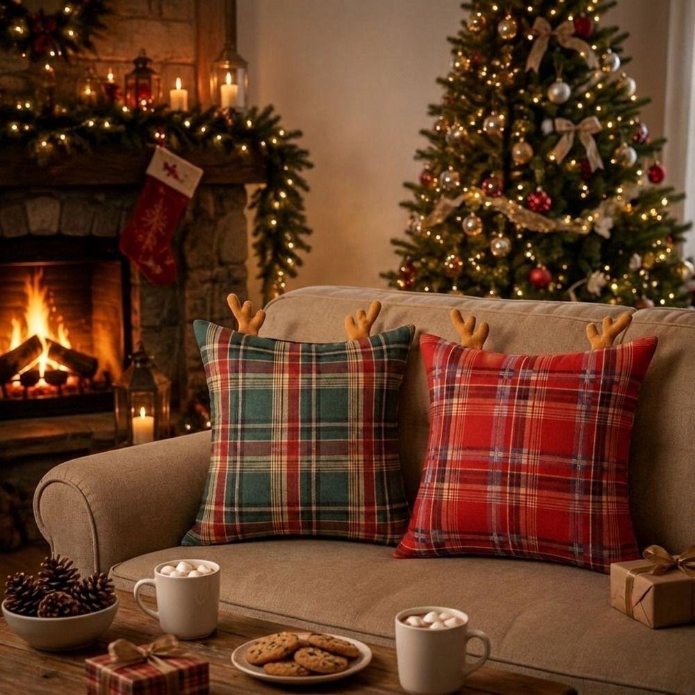 Festive Cushion Pillowslip Plaid Throw Pillow Cover Christmas Pillow Cover  Home Decor