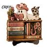 Niche Gothic Room Accessories Halloween Reading Ghost Figurine, Retro Wooden Statue, Vintage Desktop Bookshelf Decor Ornament with Stacked Book