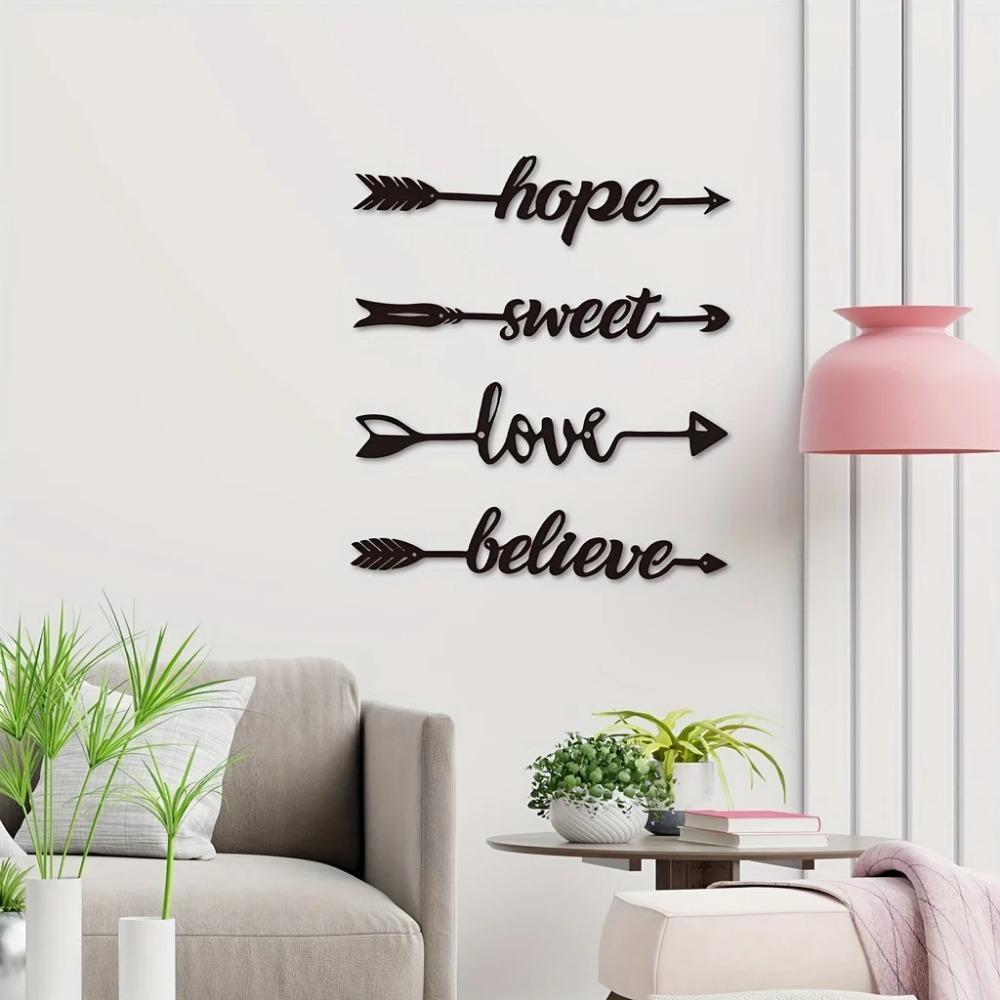 1pc Cutout Sculpture Arrow Sign Rustic Wall Art Decoration, Elegant Word Sign Decor, Stylish Iron Crafts for Metal Wall Hanging
