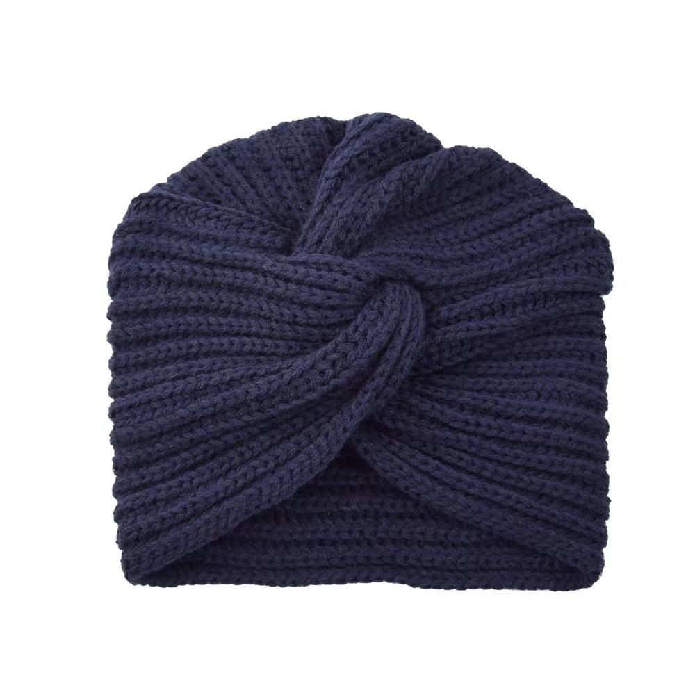 Warm Knitted Turban Hat Twist Women's Headwear Casual Wool Turban Cap  Autumn Winter