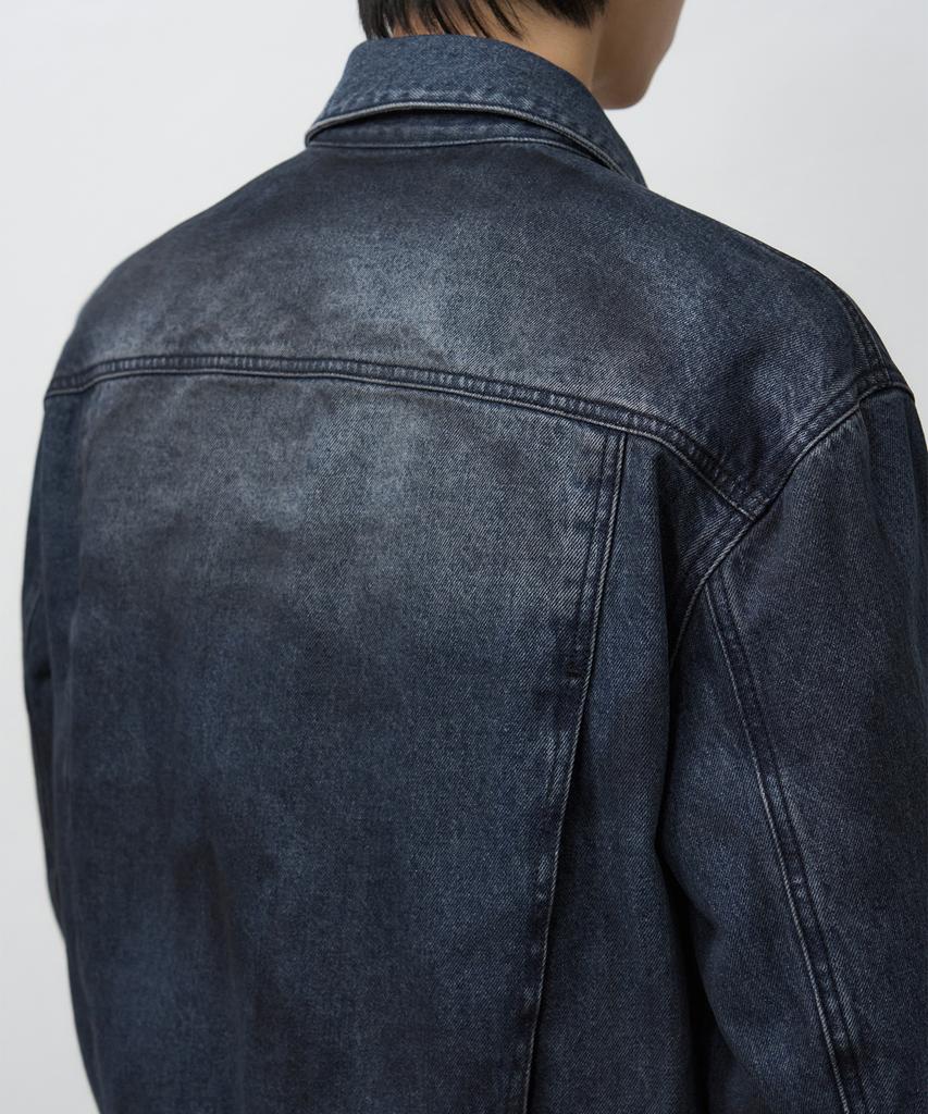 Draw Fit Low Smoke Denim Trucker Jacket [Midnight Blue]