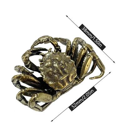 Antique Bronze Small Crab Statue Car Ornament Pure Brass Solid Animal Miniature Figurine Vintage Auto Decoration Accessories